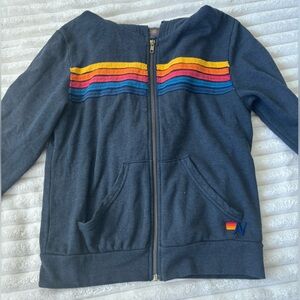 charcoal stripe aviator nation zip up hoodie xs!